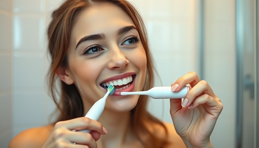 Young woman practicing tooth brushing habits for oral health.