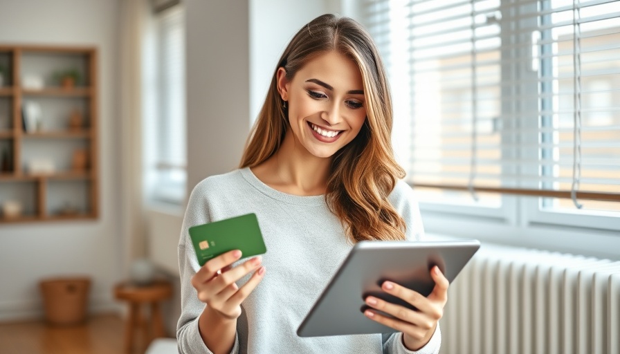 Young woman engaged in online shopping on a tablet with a credit card.