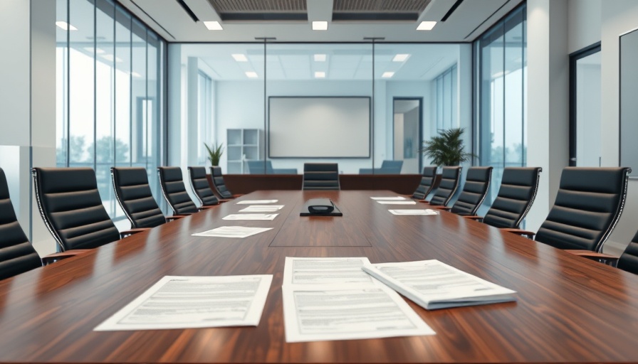 Ladder Capital lawsuit concept with empty office table.