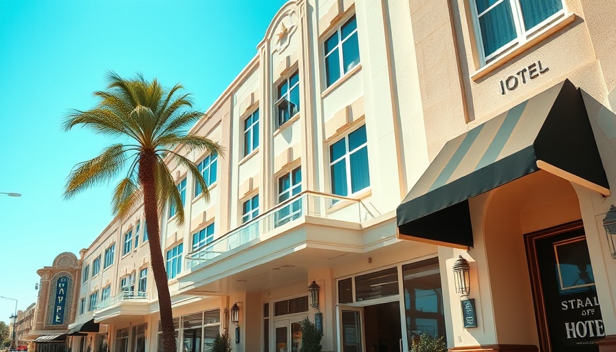 Art Deco hotel with palm tree, Miami Beach hotel reopening Mediterranean restaurant.
