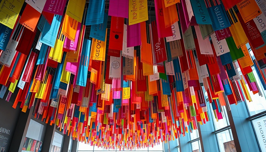 Colorful artistic display at an indoor exhibition, Florida legislative session children’s issues.
