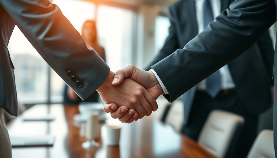 Business professionals shaking hands, symbolizing Church & Dwight acquisition of Touchland.