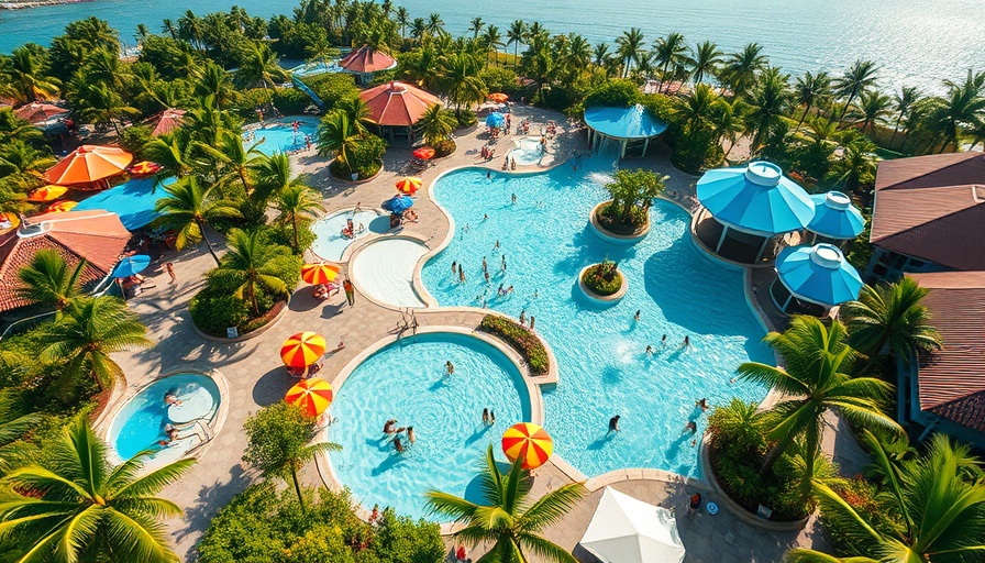 Perfect Day Mexico Royal Caribbean tropical water park aerial view.
