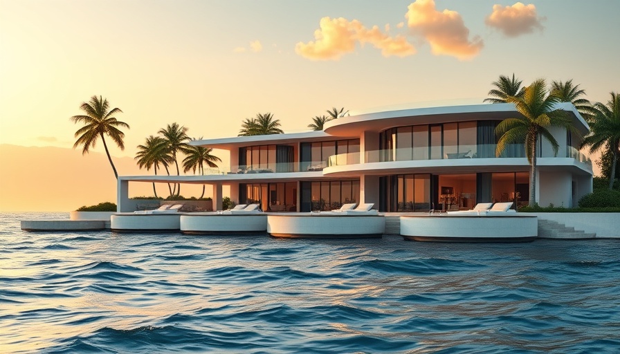 Luxurious mansion in Florida with ocean view at sunset.