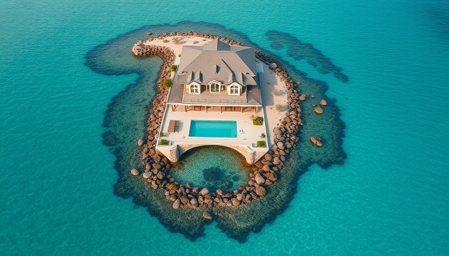 Aerial view of beachfront villa over turquoise water, Hilton Honors devaluation.