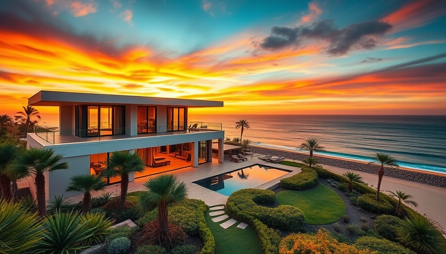 Palm Beach luxury beachfront villa at sunset, illustrating real estate trends.