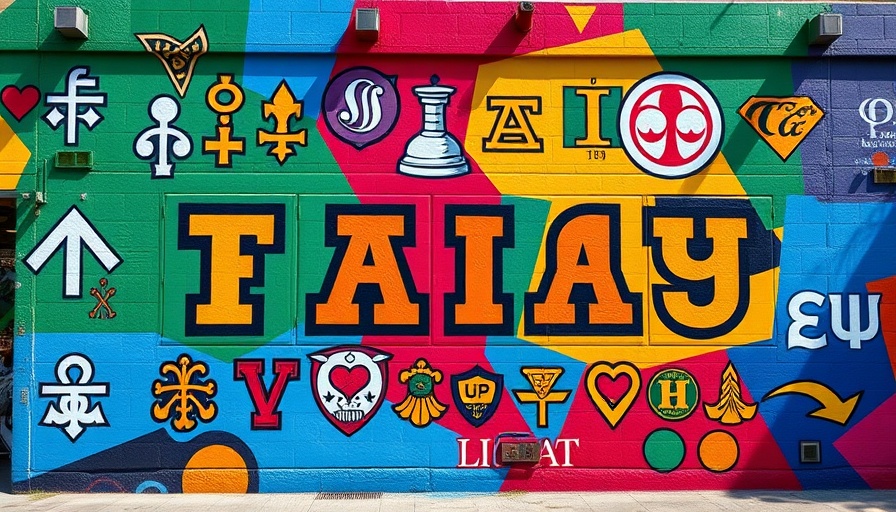 Fraternity and sorority mural at FAMU campus, colorful designs.