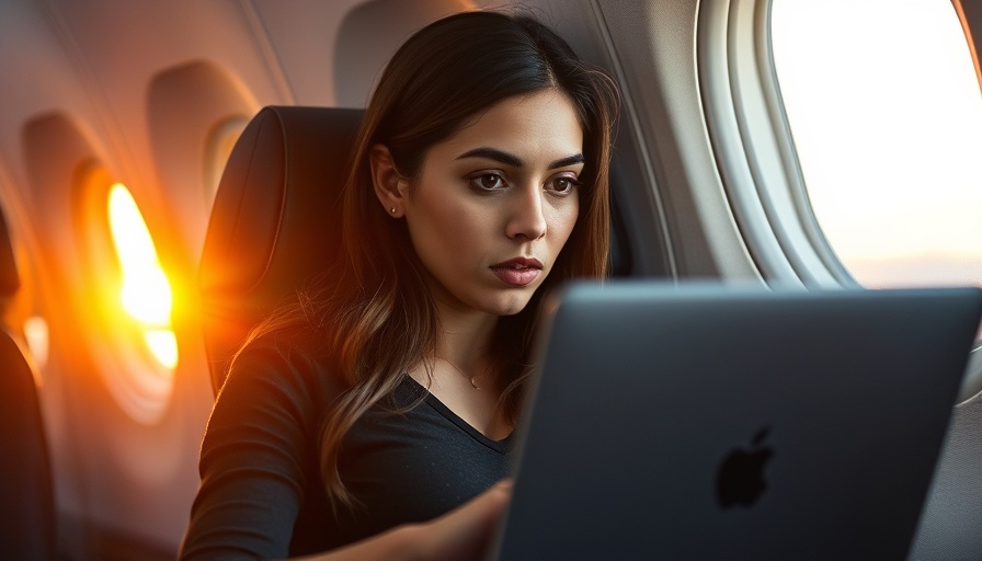 Young woman working on a plane using Amex Business Platinum Pay with Points.