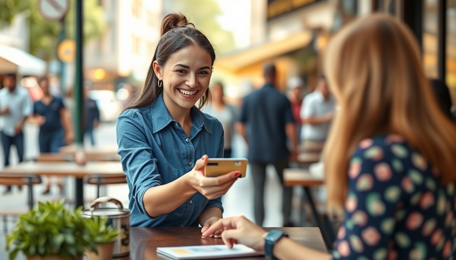 Smiling woman using credit card at cafe, related to Chase 5/24 rule.