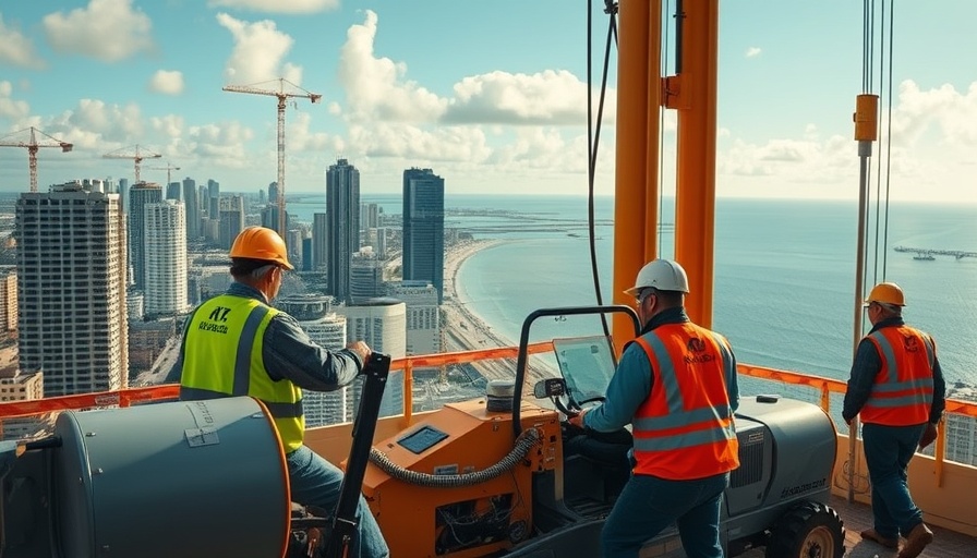 Miami construction site with cranes and workers for loan context.
