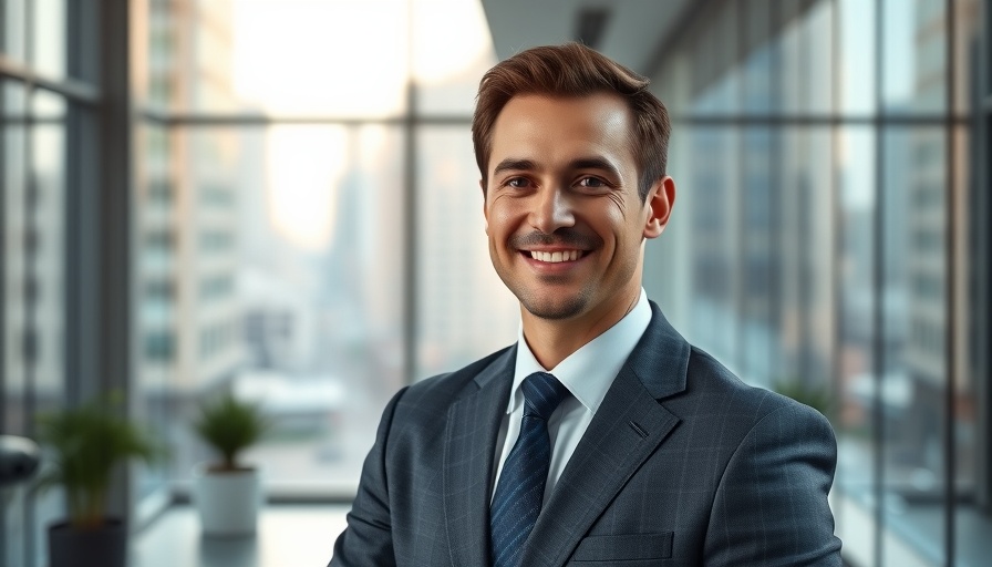Confident professional man in suit in urban office.
