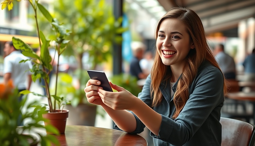 Smiling woman paying with credit card in outdoor cafe