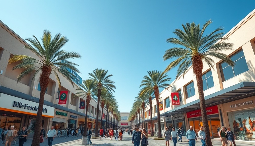 Vibrant South Florida retail market with people shopping outdoors.