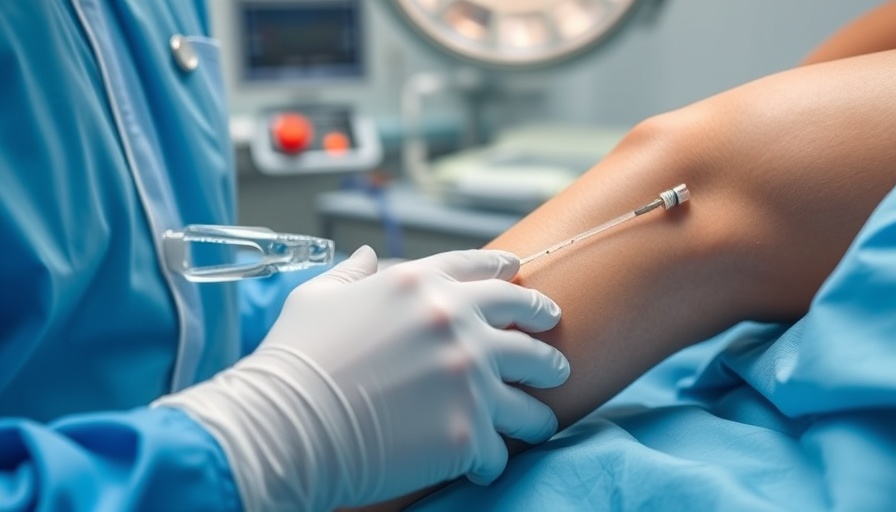Knee Stem Cell Injection procedure close-up in medical setting
