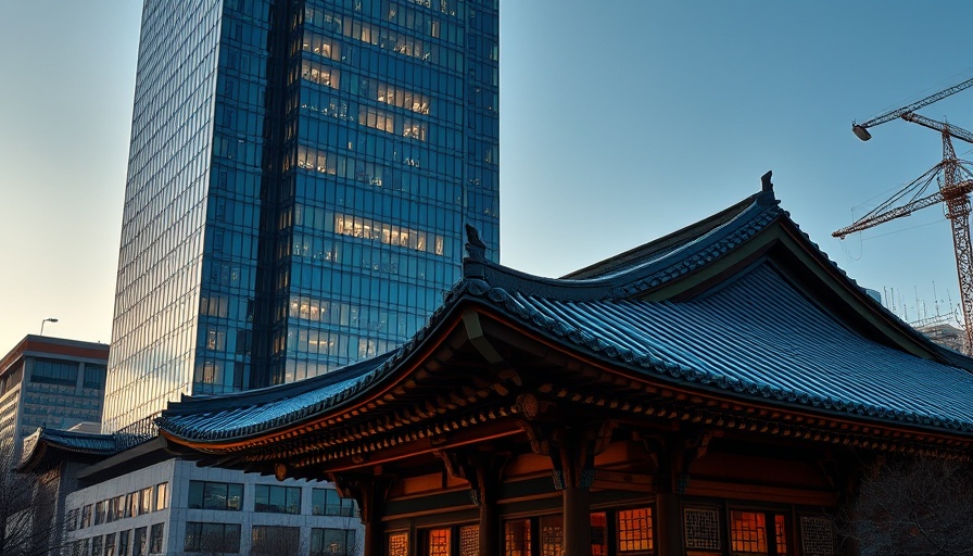 Four Seasons Hotel Seoul behind traditional Korean architecture at dusk.