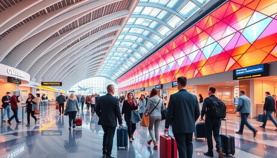 Enhanced Passenger Processing: airport scene with people and officers