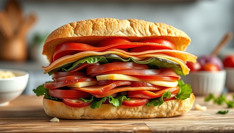 Delicious Italian grinder slider with layers of meats and vegetables.