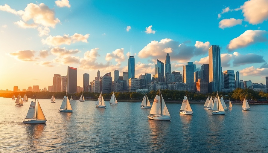 Chase Vacation Homes Program scenic city skyline with sailboats.