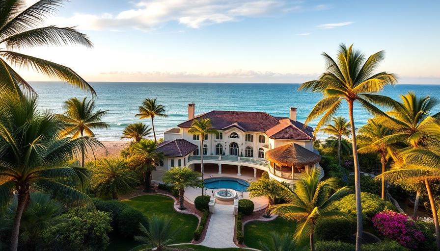 Luxurious beachfront mansion near Mar-a-Lago with ocean view.