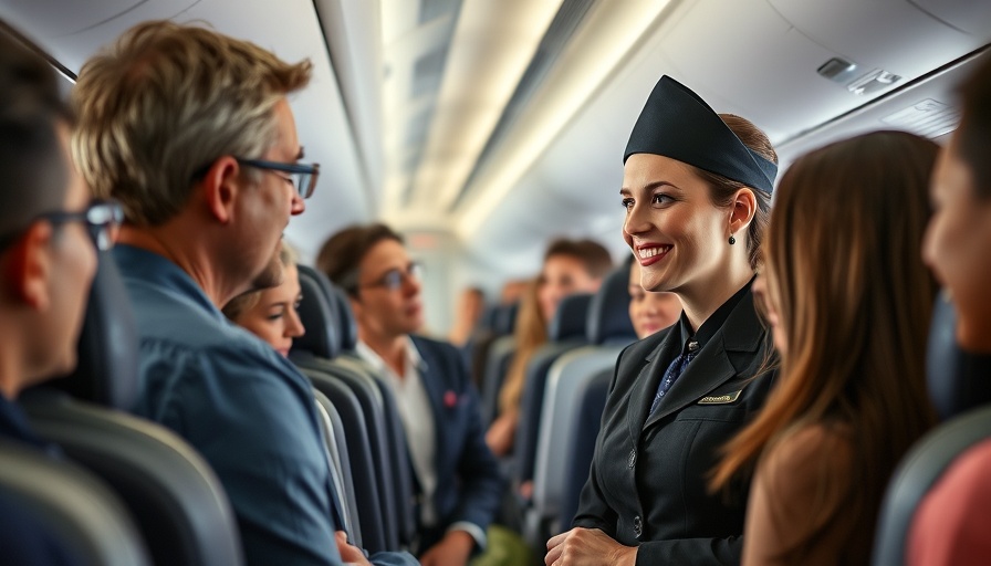 Flight attendant engaging with passengers onboard; Amex Platinum welcome offer.
