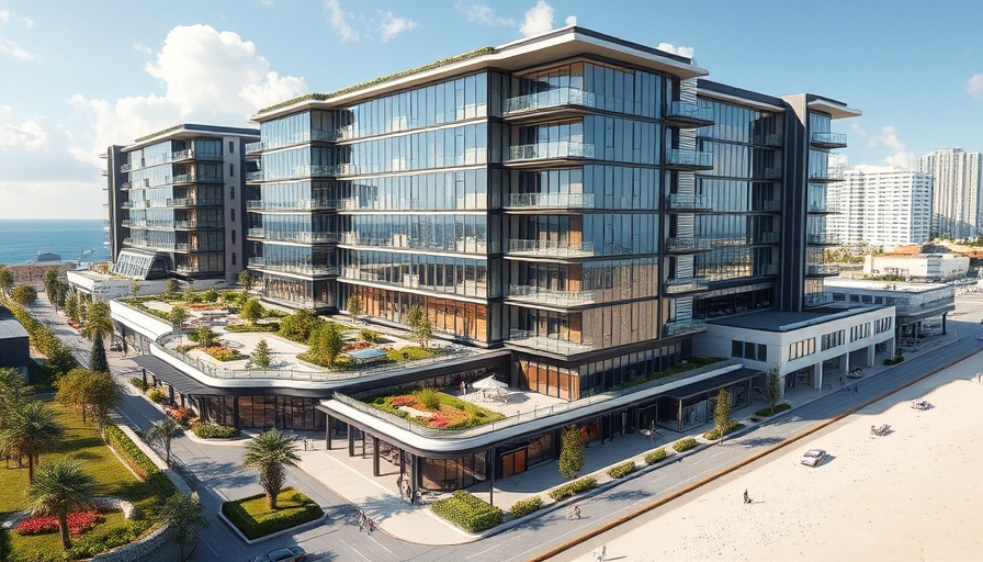 Futuristic Hallandale Beach mixed-use condo project with sleek design.