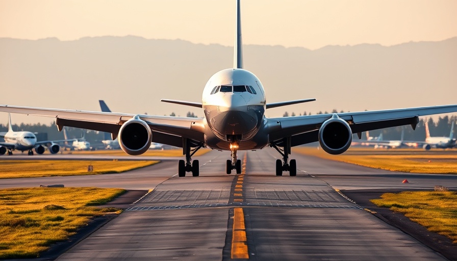 Airplane on runway at Jacksonville airport, clear sky.