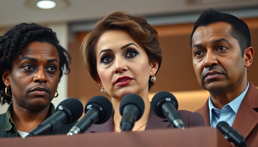 Diverse individuals at a press conference discussing Trump's deportation policies.
