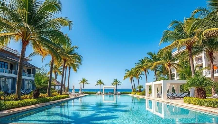 Luxurious resort pool with cabanas near major cities