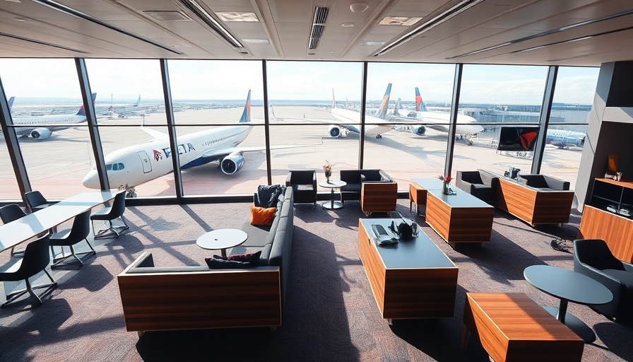 Modern Delta Seattle business-class lounge with tarmac view