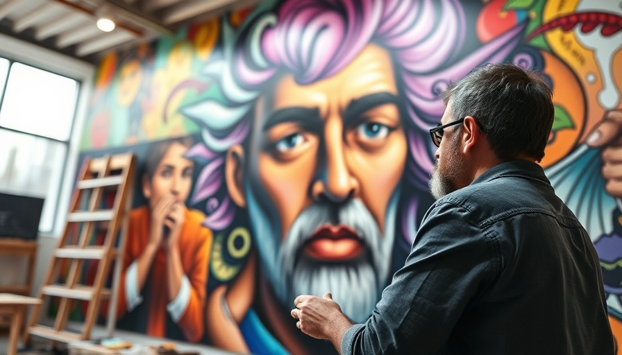 Mural artist creating vibrant art, Tampa Bay arts and culture scene.