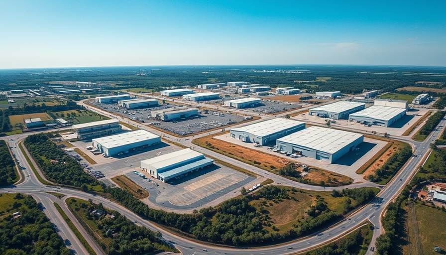 Aerial view of South Florida industrial park with warehouses.