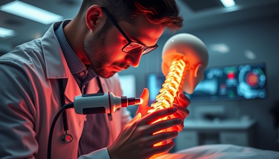 Advanced Stealth Laser Nerve Pain Treatment on spinal model in a clinic.