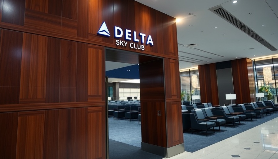 Delta Sky Club access entrance with modern lounge seating
