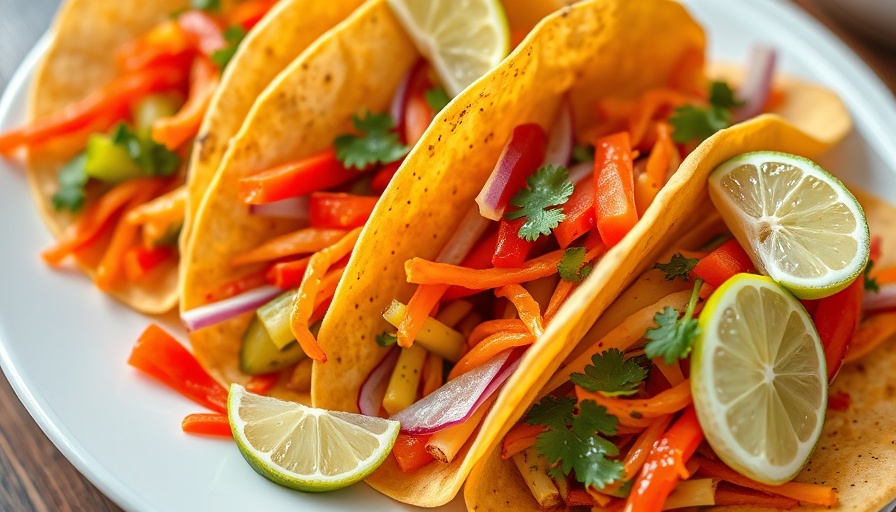 Healthy 4th of July taco recipe with fresh vegetables.