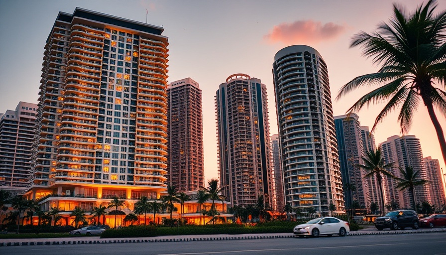 Luxurious Miami Beach skyline at sunset reflecting growth.