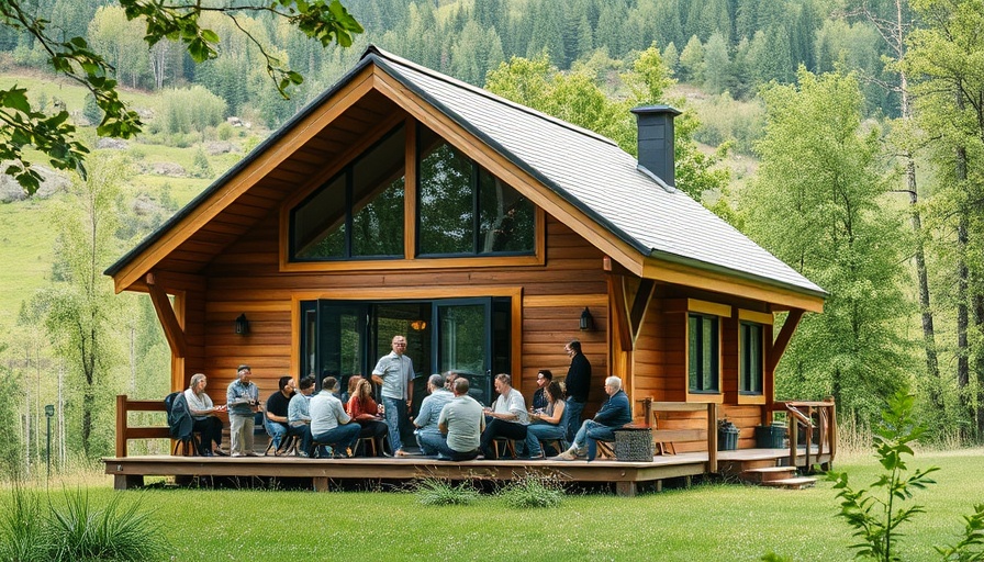 Amex Platinum Card benefits gathering at a scenic cabin retreat.