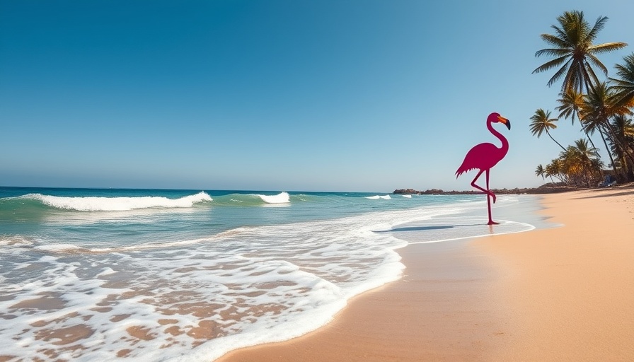 Sanibel Captiva recovery update beach view, serene scene with flamingo sign.