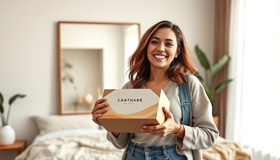 EquiLife Summer Sale: Woman holding promotional box in bedroom.