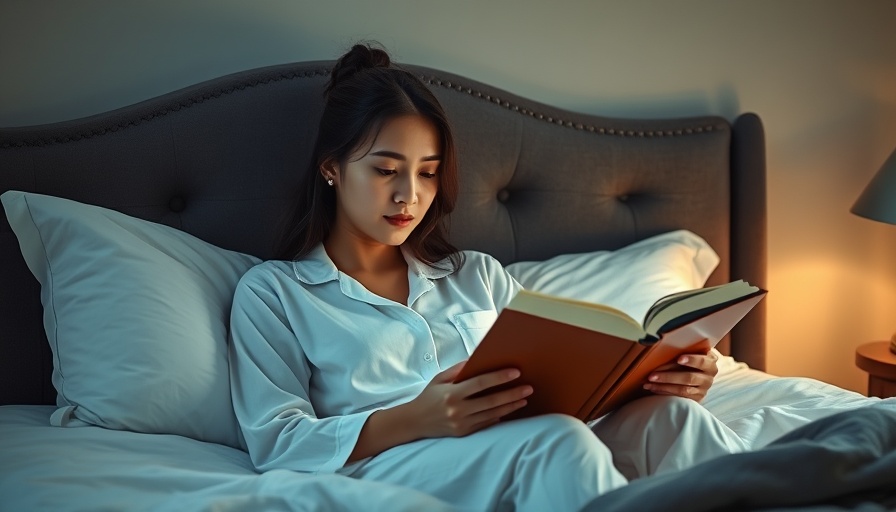 Young woman reading in bed as a natural way to improve sleep.