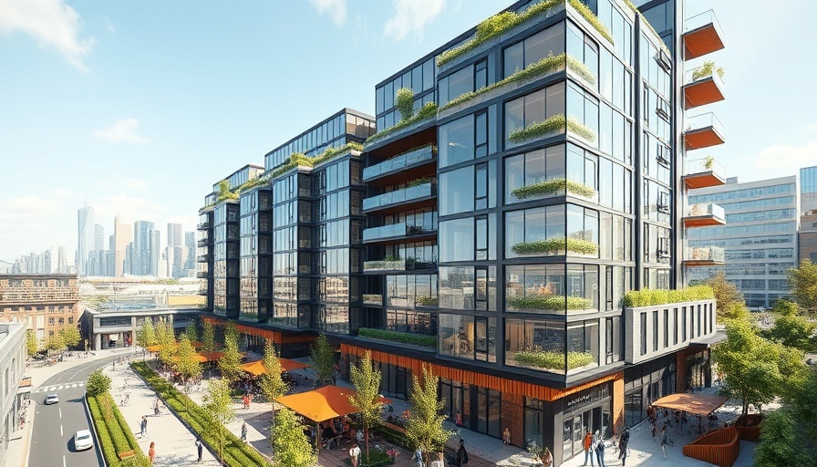 Michael Swerdlow mixed-use project architectural rendering with urban detail.
