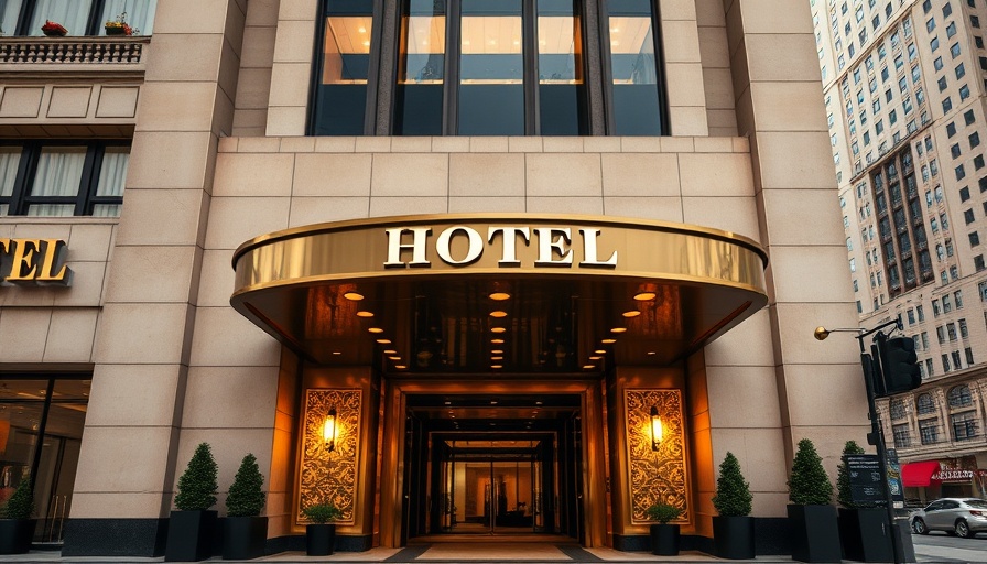 Luxurious Munich Hotel entrance with elegant facade and gold accents.