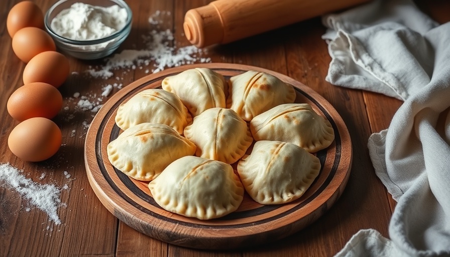 Rustic homemade empanadas and ingredients, symbolizing food intolerance.