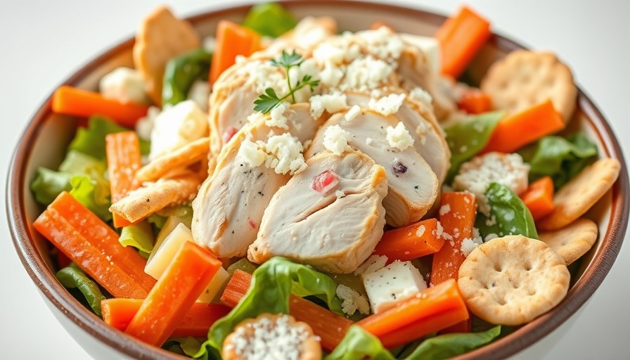 Chicken Caesar Salad Spread with carrots and crackers.