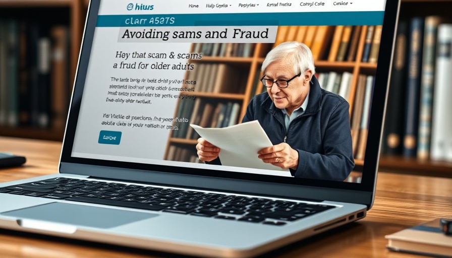 Laptop displaying site on avoiding scams for seniors.
