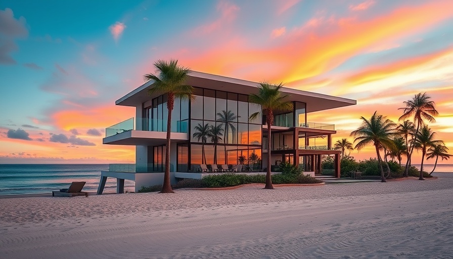 Luxury beachfront estate in Surfside with modern design and palm trees.