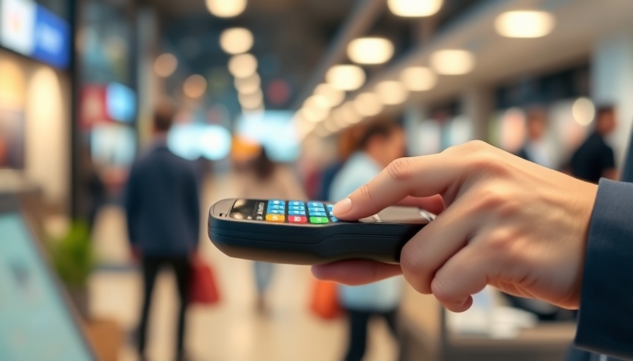 Secure transaction process with card reader in modern setting.