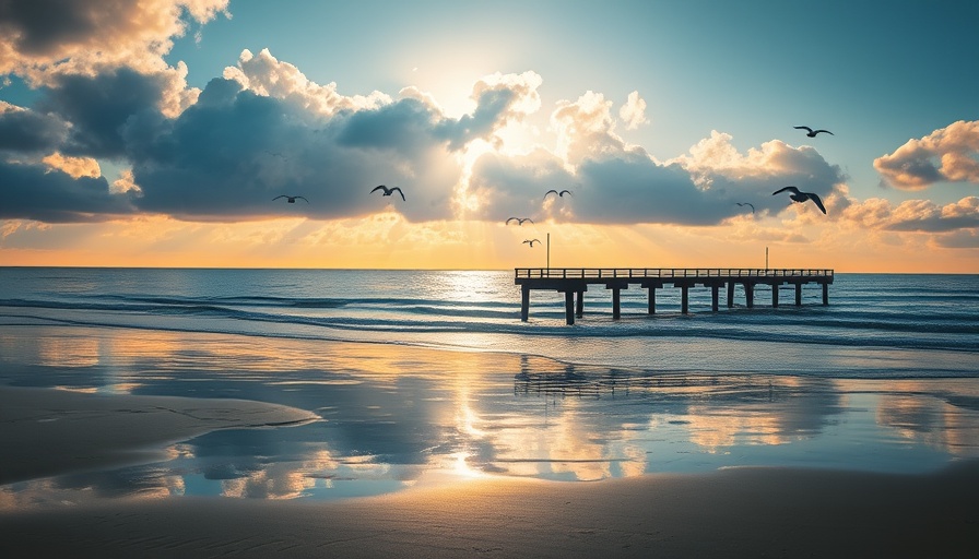 Serene beach scene at Daytona Beach with a flock of seagulls.