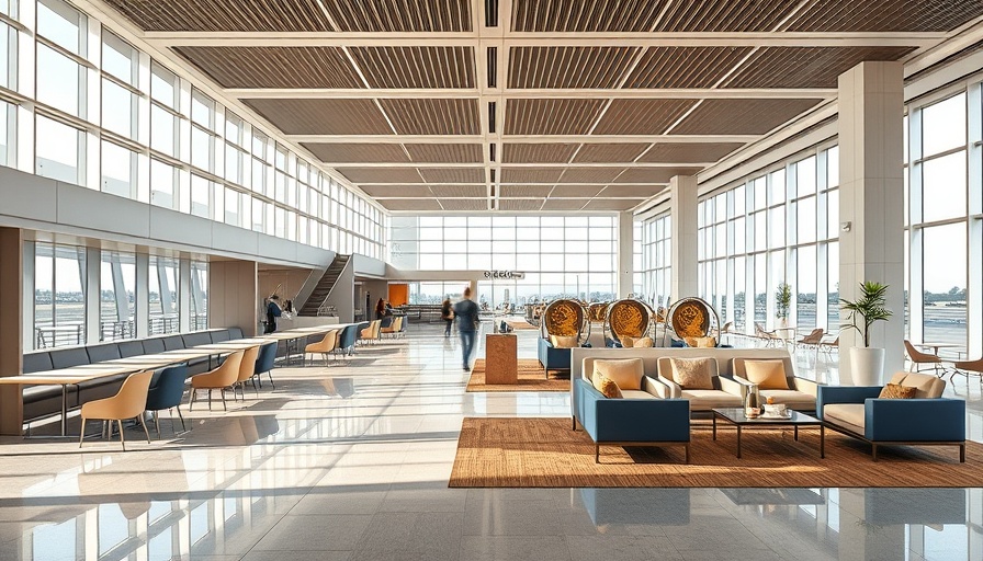 United Airlines new lounge Denver with modern seating.