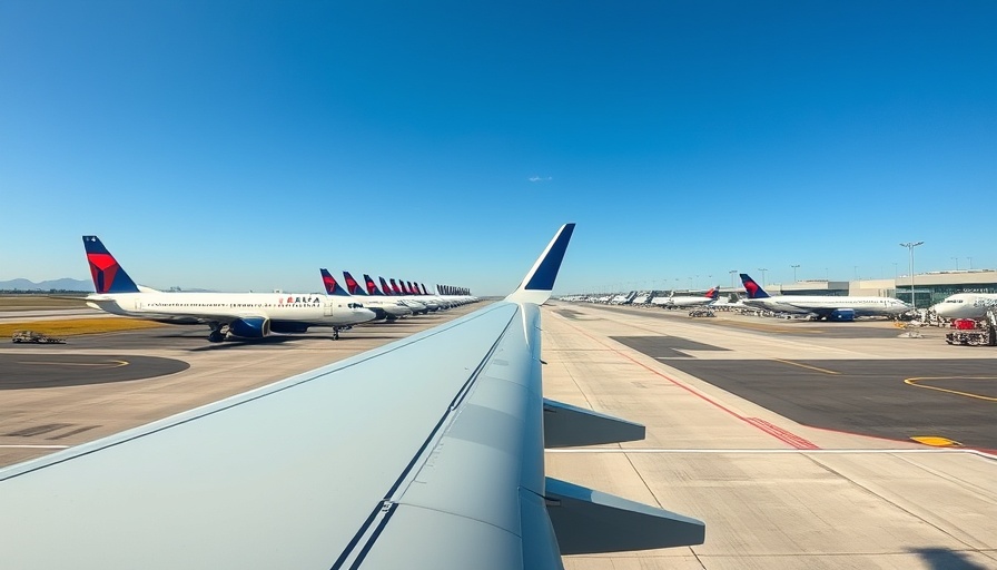Delta Airport Time-Saving Program view with planes on runway.