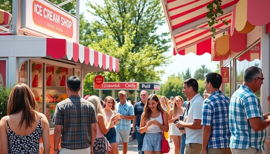 Ice cream shop in Polk County with vibrant atmosphere and customers.
